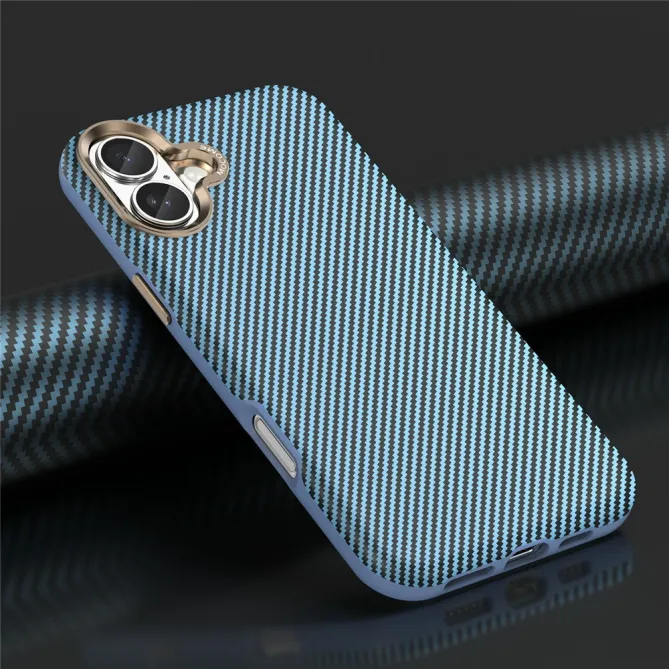 Coque iPhone 16 Plus texture carbone compatible MagSafe cadre caméra métal