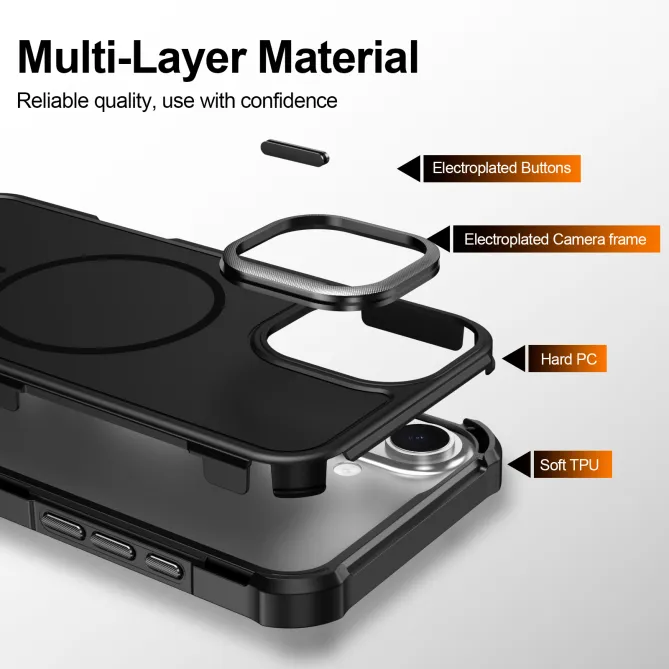 Coque iPhone 16 Plus magnétique triple couche coins renforcés