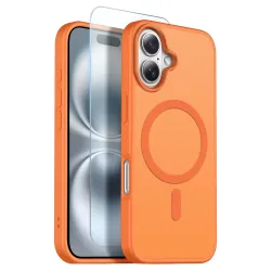 Coque iPhone 16 Plus magnétique mate compatible MagSafe avec verre trempé