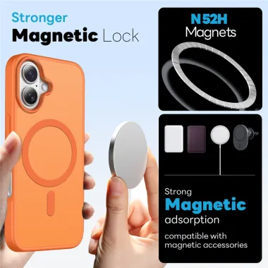 Coque iPhone 16 Plus magnétique mate compatible MagSafe avec verre trempé