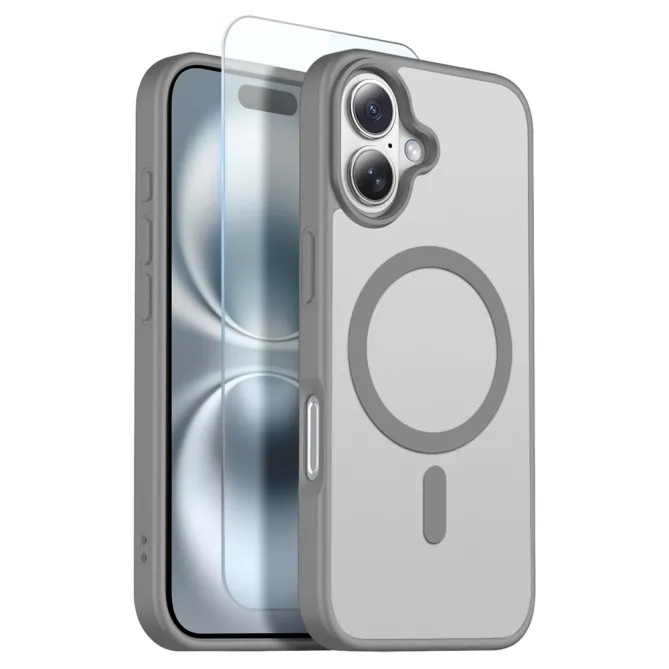 Coque iPhone 16 Plus magnétique mate compatible MagSafe avec verre trempé