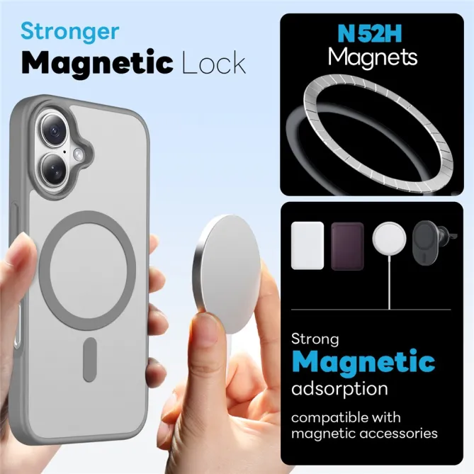 Coque iPhone 16 Plus magnétique mate compatible MagSafe avec verre trempé