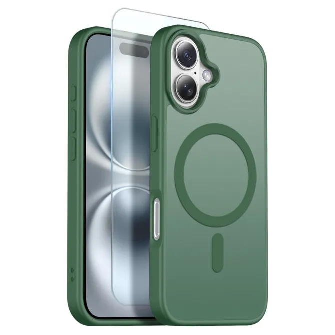 Coque iPhone 16 Plus magnétique mate compatible MagSafe avec verre trempé