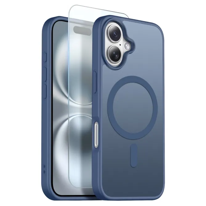 Coque iPhone 16 Plus magnétique mate compatible MagSafe avec verre trempé