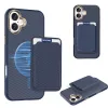 Coque iPhone 16 Plus texture carbone magnétique avec porte-cartes détachable