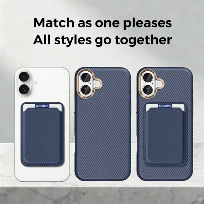 Coque iPhone 16 Plus texture carbone magnétique avec porte-cartes détachable