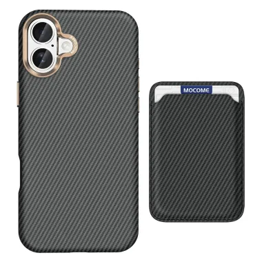 Coque iPhone 16 Plus texture carbone magnétique avec porte-cartes détachable Noir - photo 11