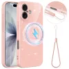Coque iPhone 16 Plus paillettes magnétique avec dragonne