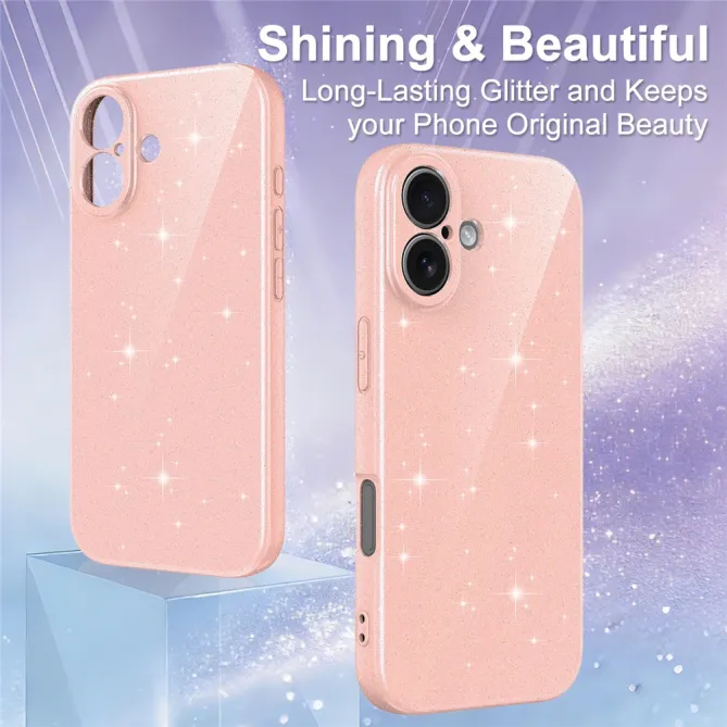 Coque iPhone 16 Plus paillettes magnétique avec dragonne