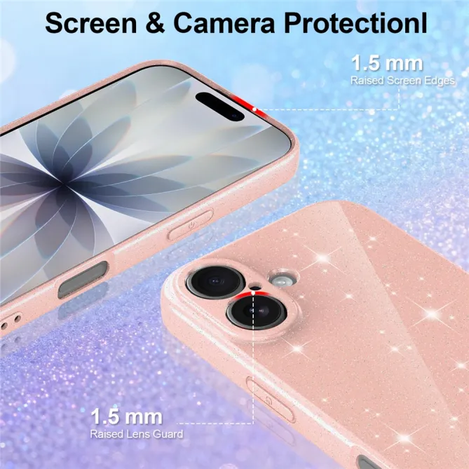 Coque iPhone 16 Plus paillettes magnétique avec dragonne