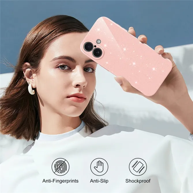Coque iPhone 16 Plus paillettes magnétique avec dragonne