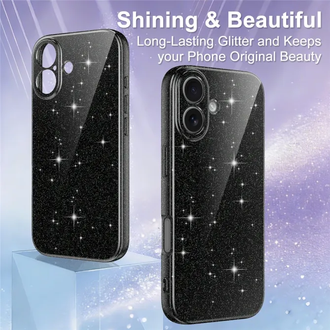 Coque iPhone 16 Plus paillettes magnétique avec dragonne