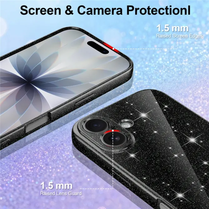 Coque iPhone 16 Plus paillettes magnétique avec dragonne