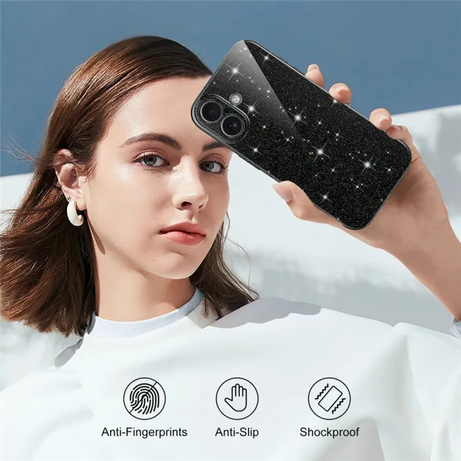 Coque iPhone 16 Plus paillettes magnétique avec dragonne