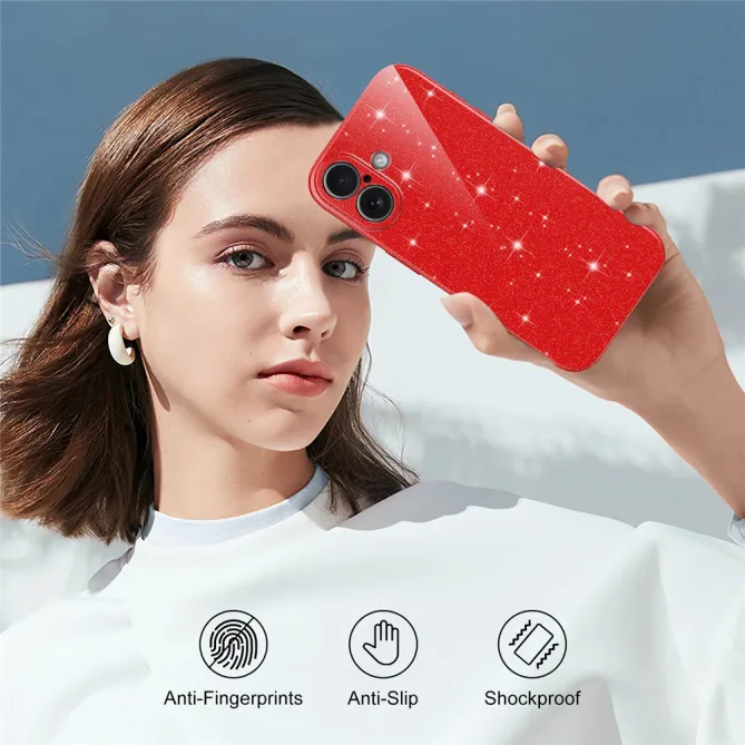 Coque iPhone 16 Plus paillettes magnétique avec dragonne