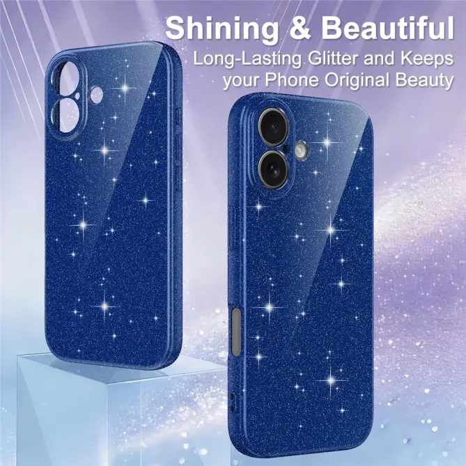 Coque iPhone 16 Plus paillettes magnétique avec dragonne