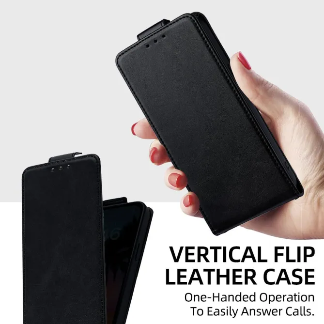 Housse iPhone 16 Plus à rabat vertical simili cuir avec fentes cartes et bandoulière