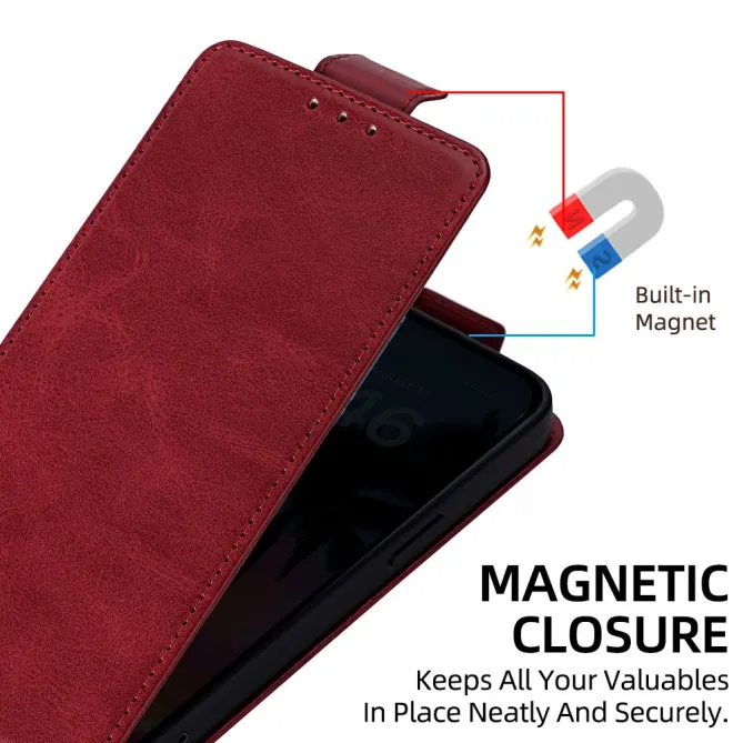 Housse iPhone 16 Plus à rabat vertical simili cuir avec fentes cartes et bandoulière