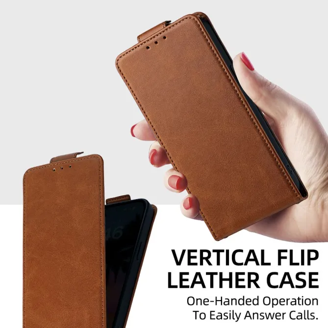 Housse iPhone 16 Plus à rabat vertical simili cuir avec fentes cartes et bandoulière