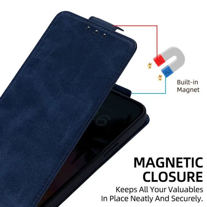 Housse iPhone 16 Plus à rabat vertical simili cuir avec fentes cartes et bandoulière