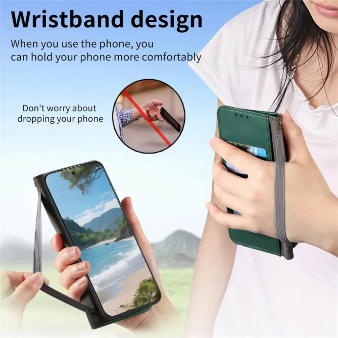 Housse Blackview Wave 7C simili cuir coutures tricolores avec bracelet élastique