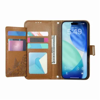 Housse Blackview Wave 7C simili cuir motif floral zippée avec dragonne