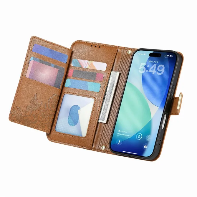 Housse Blackview Wave 7C simili cuir motif floral zippée avec dragonne