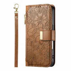 Housse Blackview Wave 7C simili cuir motif floral zippée avec dragonne