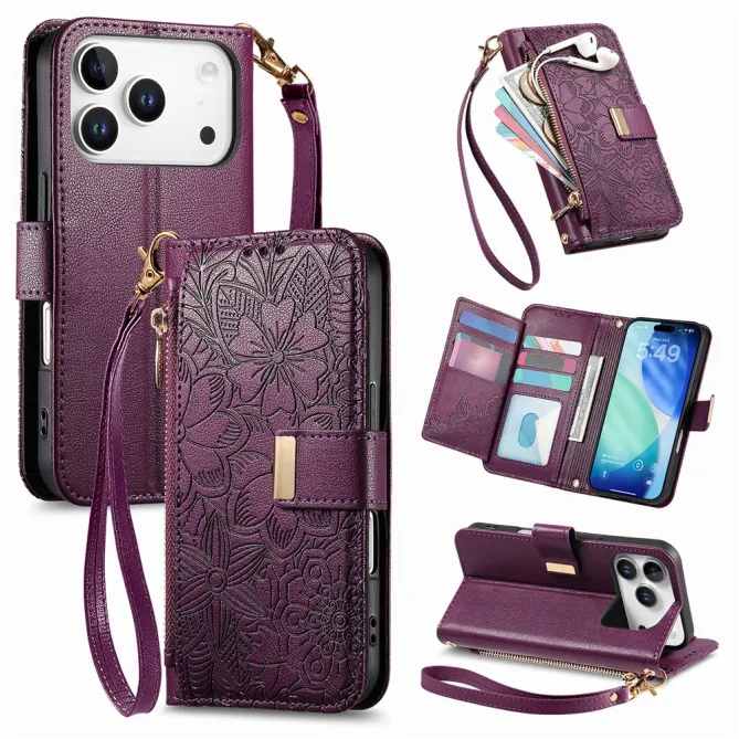 Housse Blackview Wave 7C simili cuir motif floral zippée avec dragonne