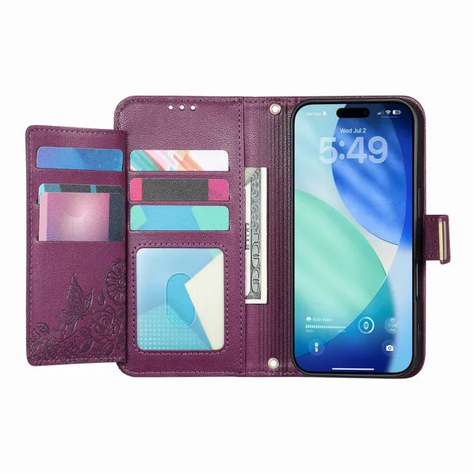 Housse Blackview Wave 7C simili cuir motif floral zippée avec dragonne