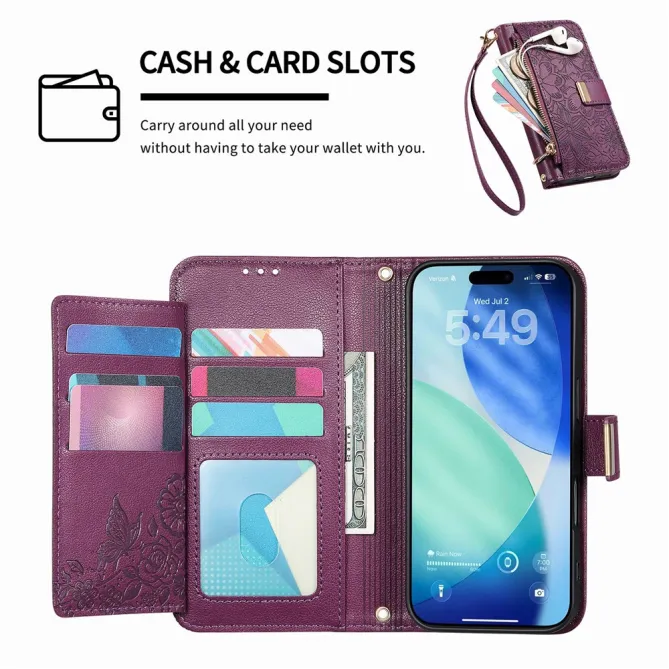 Housse Blackview Wave 7C simili cuir motif floral zippée avec dragonne