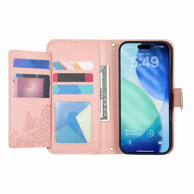 Housse Blackview Wave 7C simili cuir motif floral zippée avec dragonne