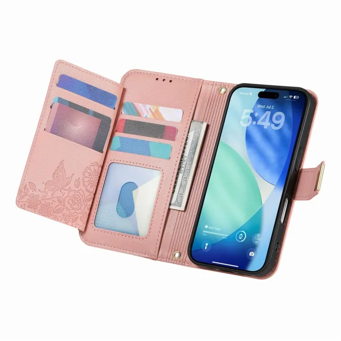 Housse Blackview Wave 7C simili cuir motif floral zippée avec dragonne