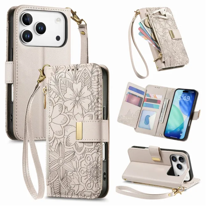 Housse Blackview Wave 7C simili cuir motif floral zippée avec dragonne