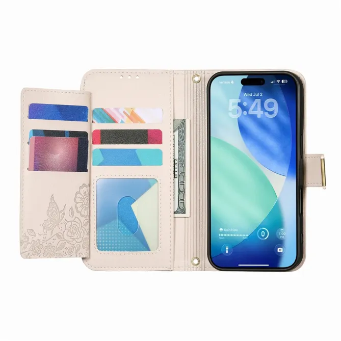 Housse Blackview Wave 7C simili cuir motif floral zippée avec dragonne