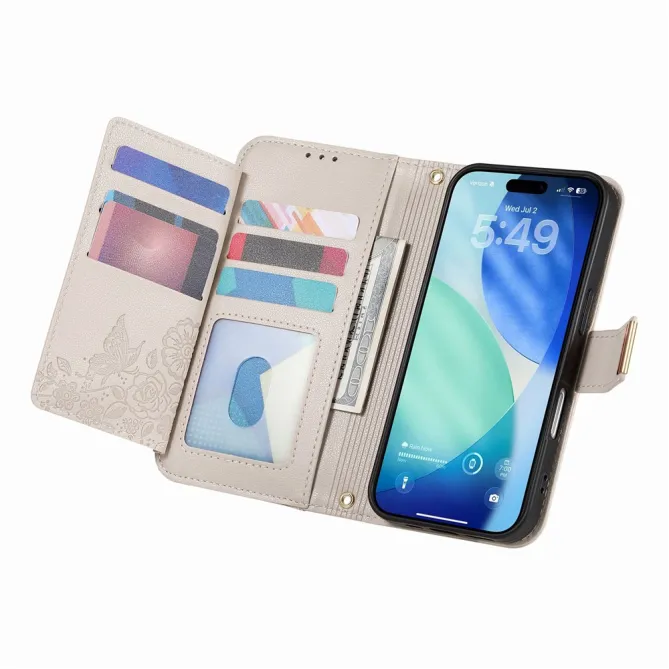 Housse Blackview Wave 7C simili cuir motif floral zippée avec dragonne