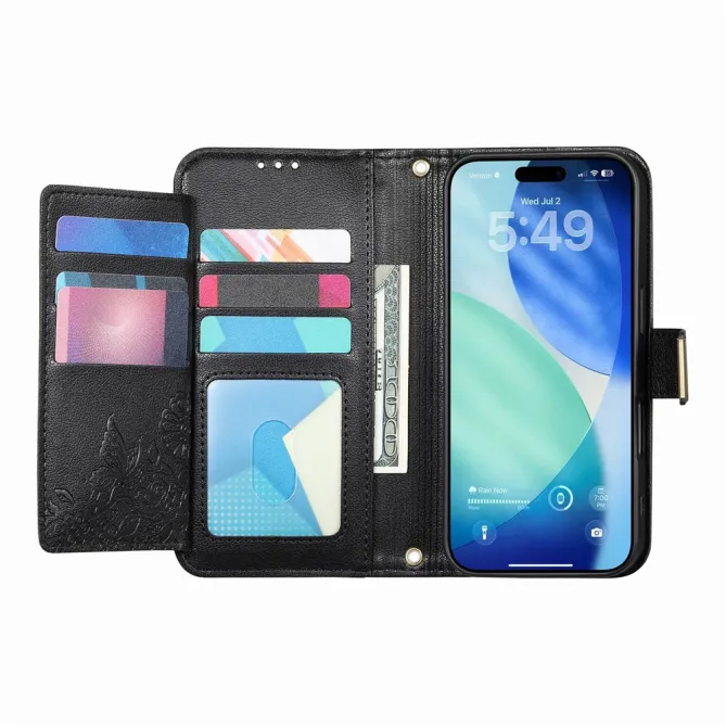 Housse Blackview Wave 7C simili cuir motif floral zippée avec dragonne