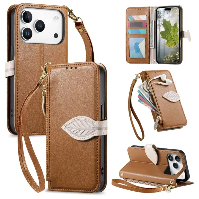 Housse Blackview Wave 7C simili cuir bicolore fermoir feuille zippée avec dragonne