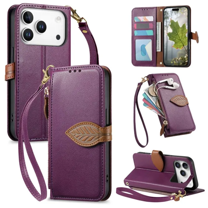 Housse Blackview Wave 7C simili cuir bicolore fermoir feuille zippée avec dragonne