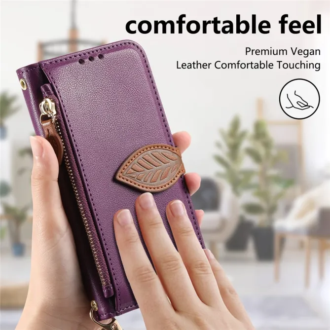 Housse Blackview Wave 7C simili cuir bicolore fermoir feuille zippée avec dragonne