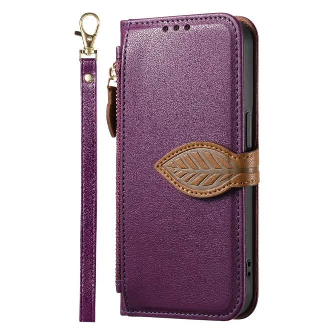 Housse Blackview Wave 7C simili cuir bicolore fermoir feuille zippée avec dragonne