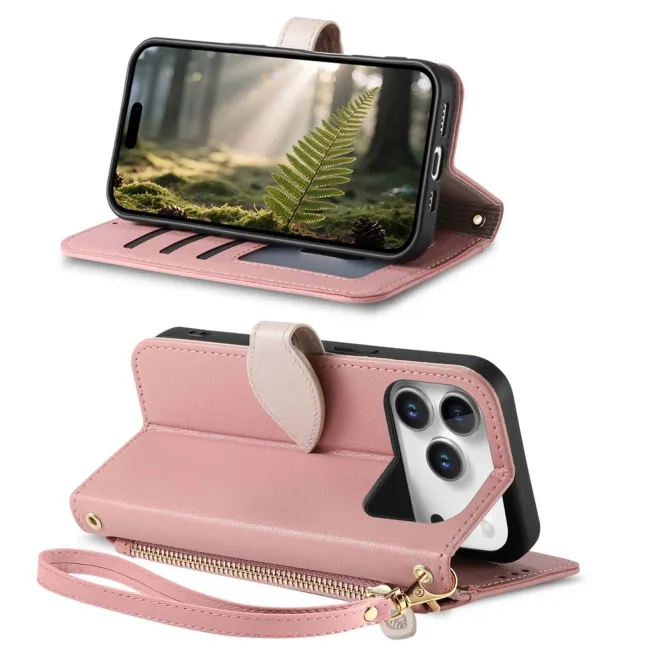 Housse Blackview Wave 7C simili cuir bicolore fermoir feuille zippée avec dragonne
