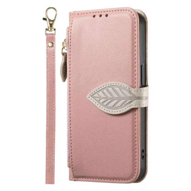 Housse Blackview Wave 7C simili cuir bicolore fermoir feuille zippée avec dragonne