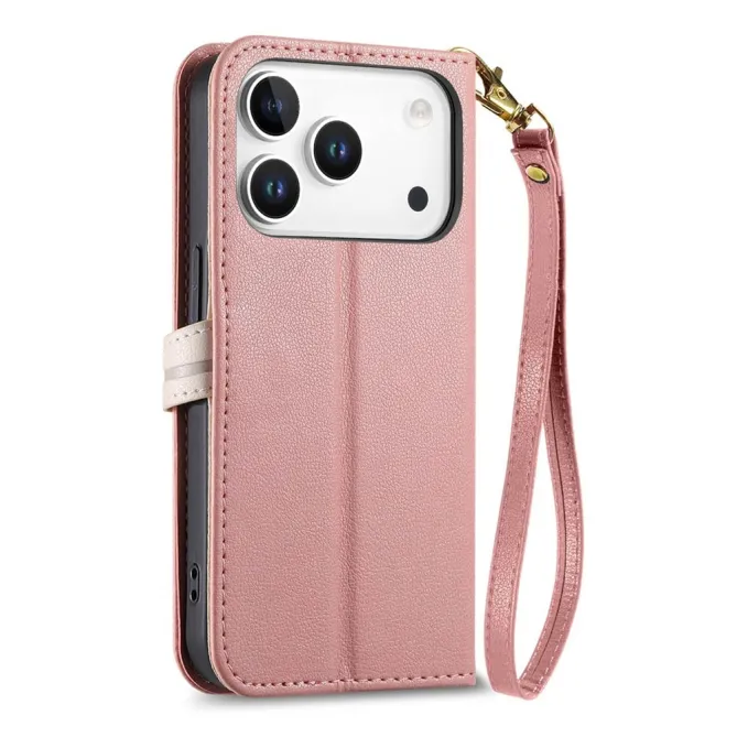 Housse Blackview Wave 7C simili cuir bicolore fermoir feuille zippée avec dragonne