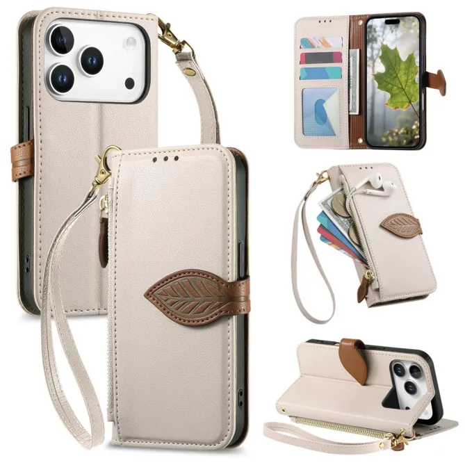 Housse Blackview Wave 7C simili cuir bicolore fermoir feuille zippée avec dragonne