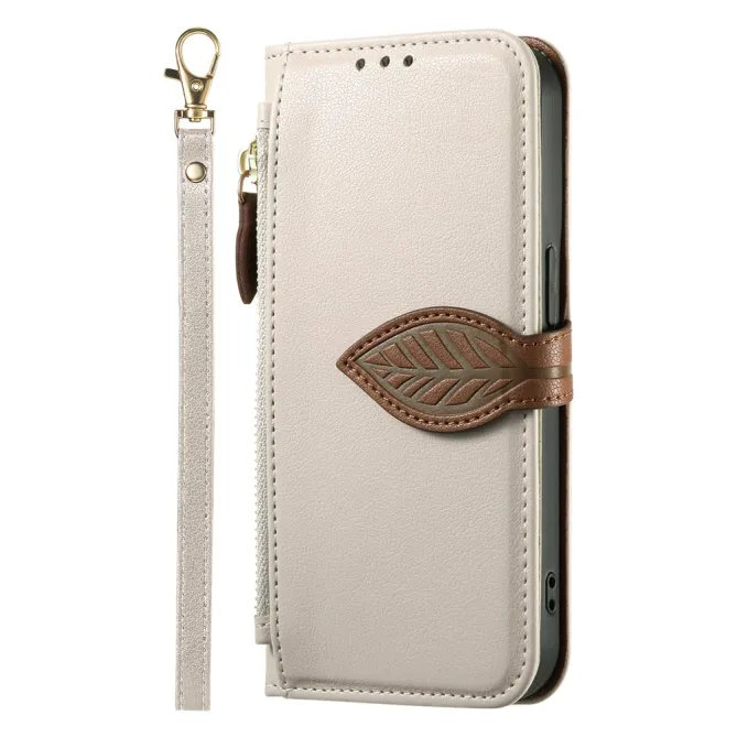 Housse Blackview Wave 7C simili cuir bicolore fermoir feuille zippée avec dragonne