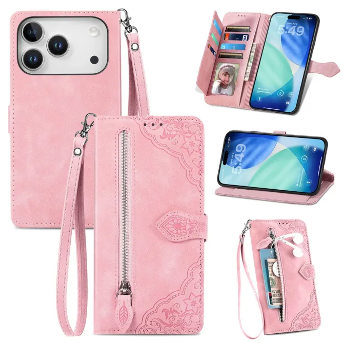 Housse Blackview Wave 7C simili cuir daim motif floral zippée avec dragonne