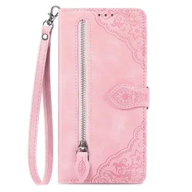 Housse Blackview Wave 7C simili cuir daim motif floral zippée avec dragonne