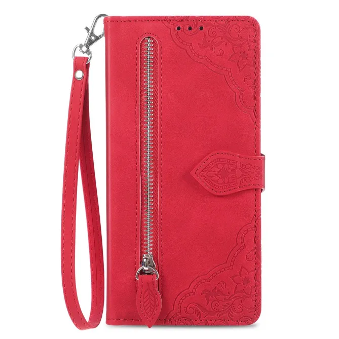 Housse Blackview Wave 7C simili cuir daim motif floral zippée avec dragonne