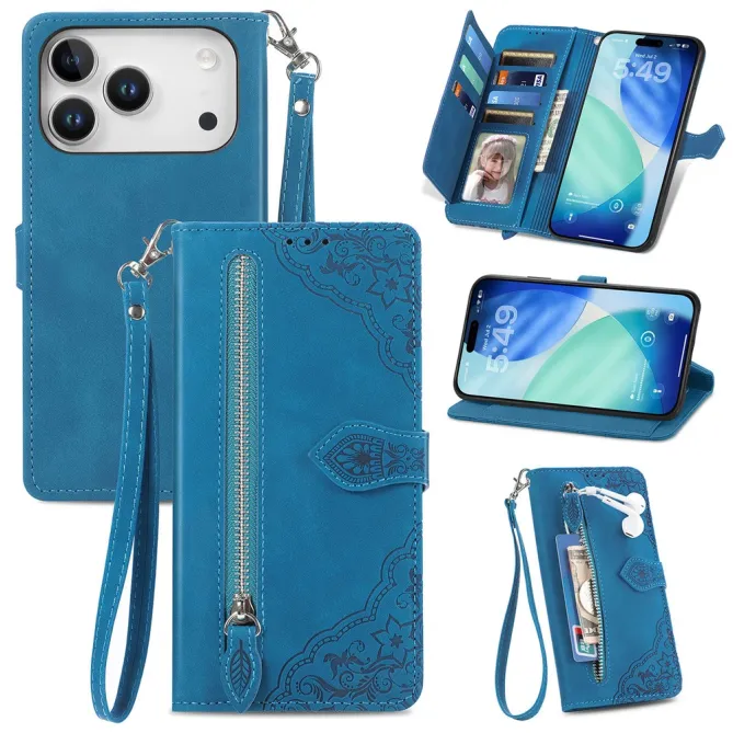 Housse Blackview Wave 7C simili cuir daim motif floral zippée avec dragonne